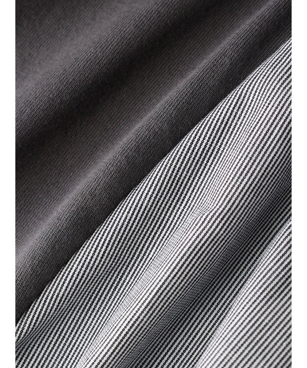 Green Parks 脇リボン５分袖布帛ドッキングプルオーバー Gray