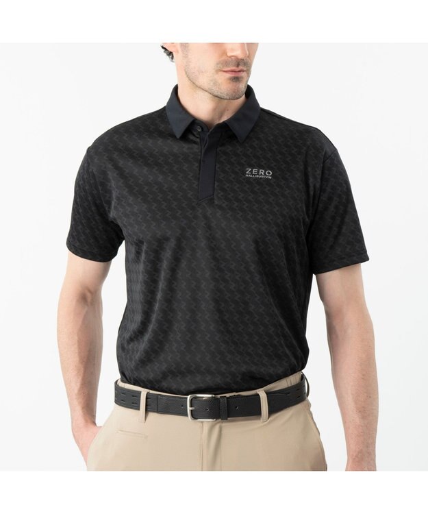 ZERO HALLIBURTON モノグラム柄 ポロシャツ ZHG-M6S8  85195 ブラック