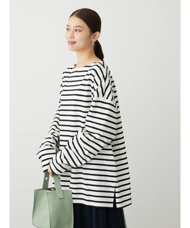 Green Parks ボーダーゆるチュニック Off White