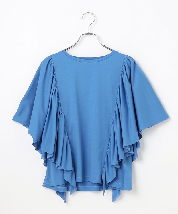 #Newans 【乾燥機可能/接触冷感】ラッフルフリルカットソー ブルー
