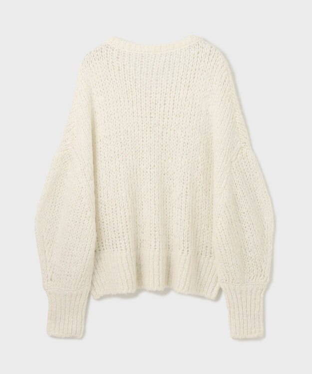 GRACE CONTINENTAL スパンコール畦ニットトップ ホワイト