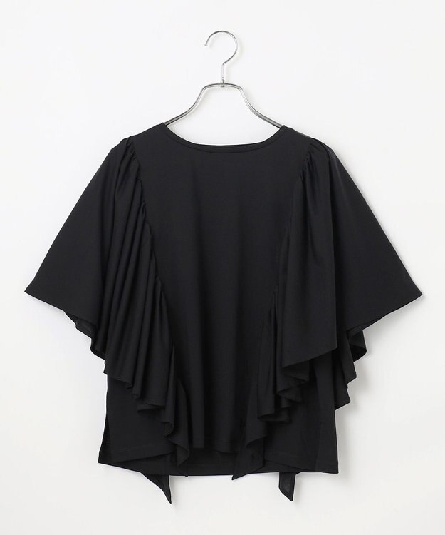 #Newans 【乾燥機可能/接触冷感】ラッフルフリルカットソー ブラック