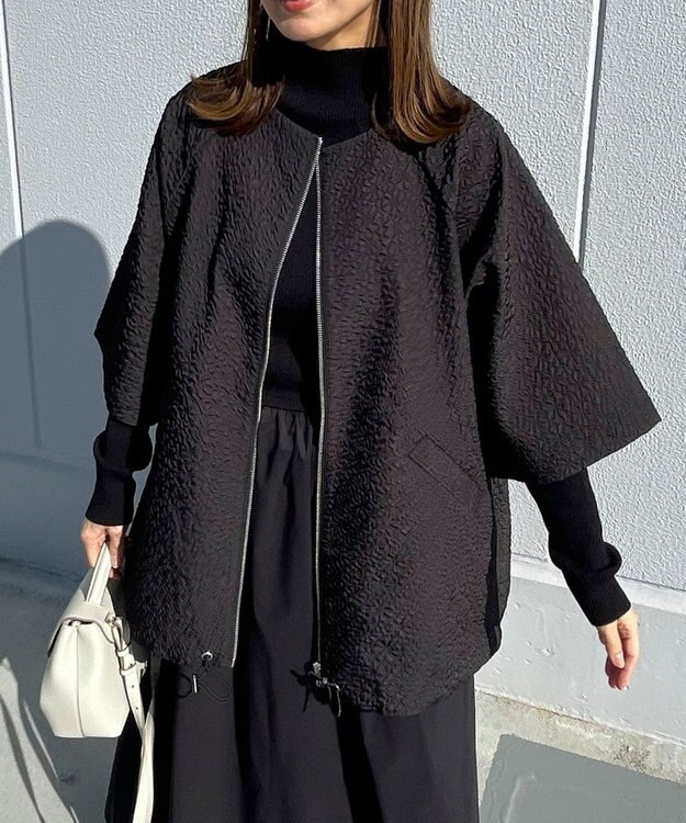 Green Parks AnriettMusee フロントジップジャガードブルゾン Black