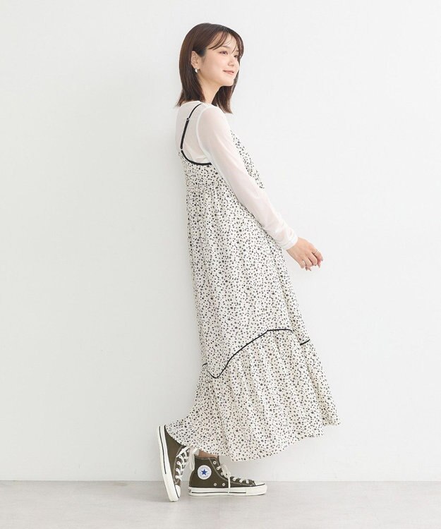 earth music&ecology 切替パイピングフラワーキャミワンピース Ivory