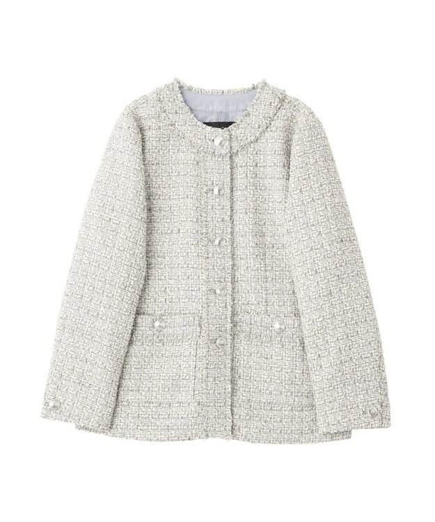 YECCA VECCA ノーカラーツイードジャケット Gray