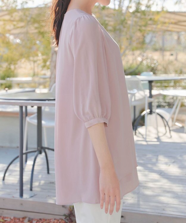 Tiaclasse L ラップ風ジョーゼットチュニック ピンク