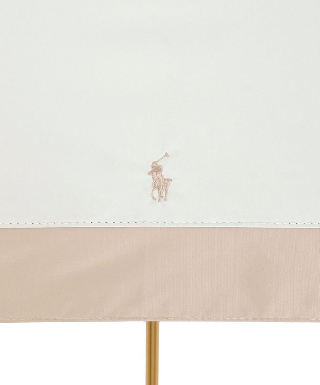 MOONBAT 【WEB限定/遮光率100%/遮熱/UV】POLO RALPH LAUREN（ポロ ラルフローレン）晴雨兼用日傘 ポロポニー ワンポイント刺繍  バイカラー 折りたたみ傘 楽折 オフ×ベージュ