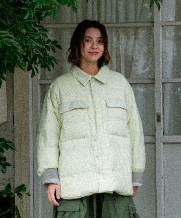 KWD 【日本製/高品質ダウン】LIGHT DOWN SHIRTS JACKET ライトダウンシャツジャケット ライトイエロー