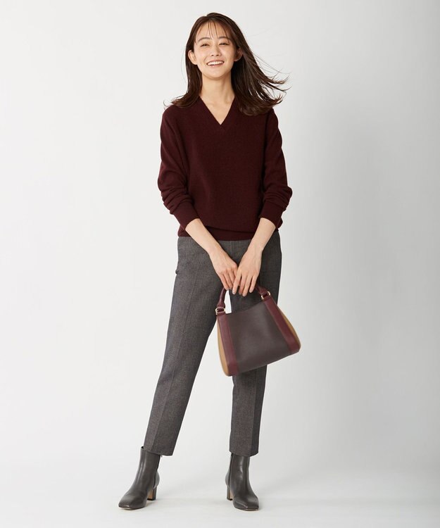 J.PRESS LADIES 【洗える】チェルビック テーパード パンツ ダークブラウン系