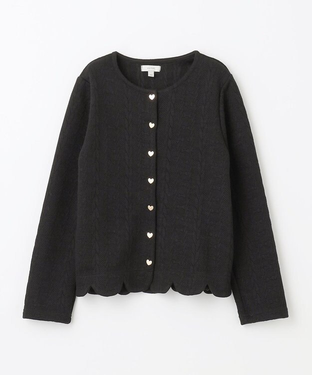 ANY KIDS ふくれ ジャガード カーディガン ブラック