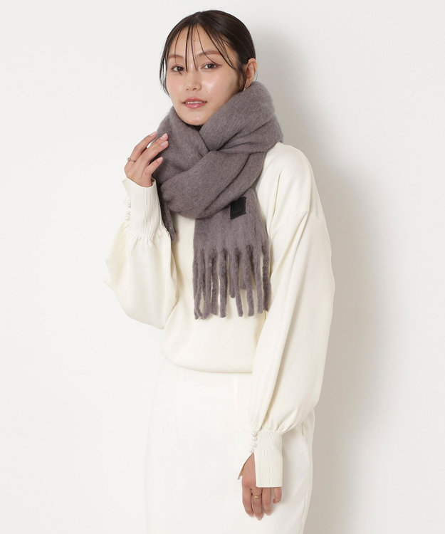 MOONBAT 【WEB限定】FURLA ウール混シャギー無地マフラー/幅40cm ダークグレー