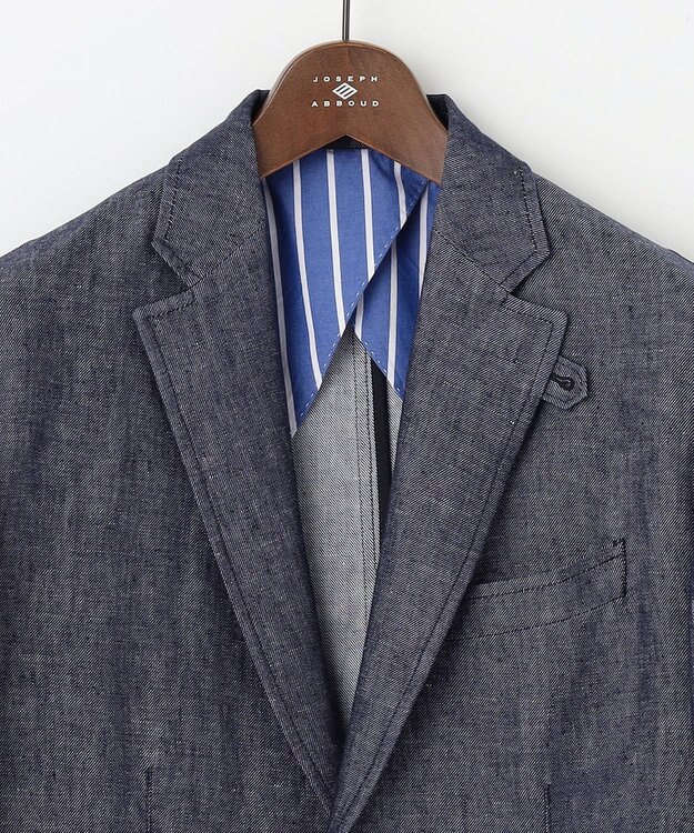 JOSEPH ABBOUD 【JAPANファブリック/セットアップ/清涼】LINEN DENIM ジャケット ネイビー系