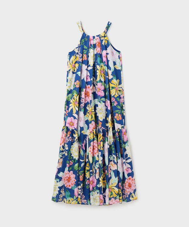 GRACE CONTINENTAL フラワープリントキャミドレス ブルー