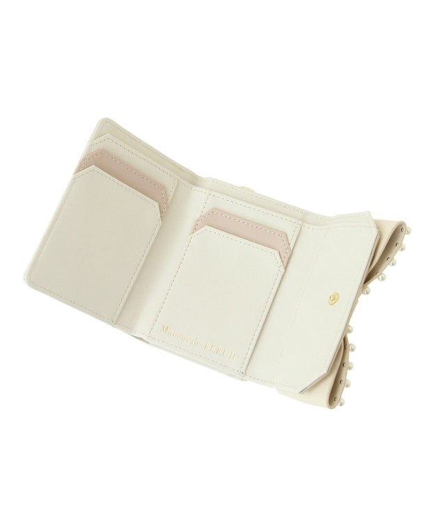 Maison de FLEUR リボンパールウォレット Ivory