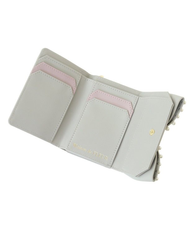 Maison de FLEUR リボンパールウォレット Grayish Blue