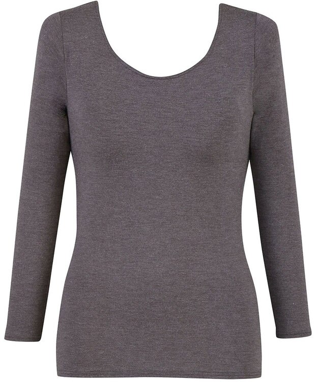 Wing カップ付きインナー あったか素材 ブラトップ ラク きれいなバストシルエット 【シンクロブラトップ 保温タイプ】 8分袖 長袖 秋 冬 ET1863 ウイング／ワコール ダークブラウン