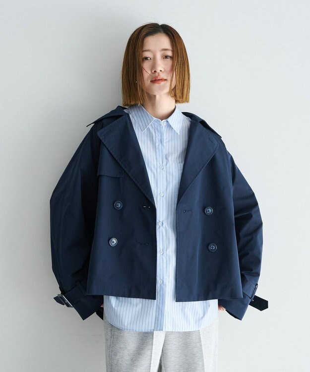 YECCA VECCA レースMIXショートトレンチコート Navy