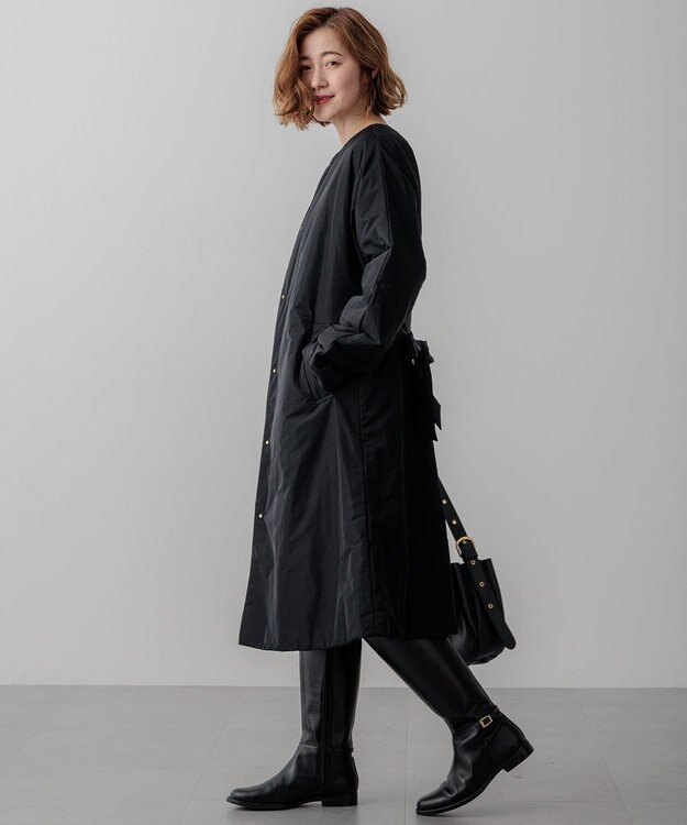 23区 【撥水加工】中綿 パデット ドルマンコート ブラック系