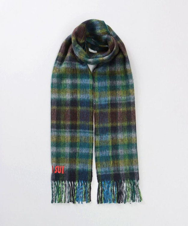 AURORA 【 ANNA SUI（アナ スイ）】ウールチェックマフラー(WASH) ブラック