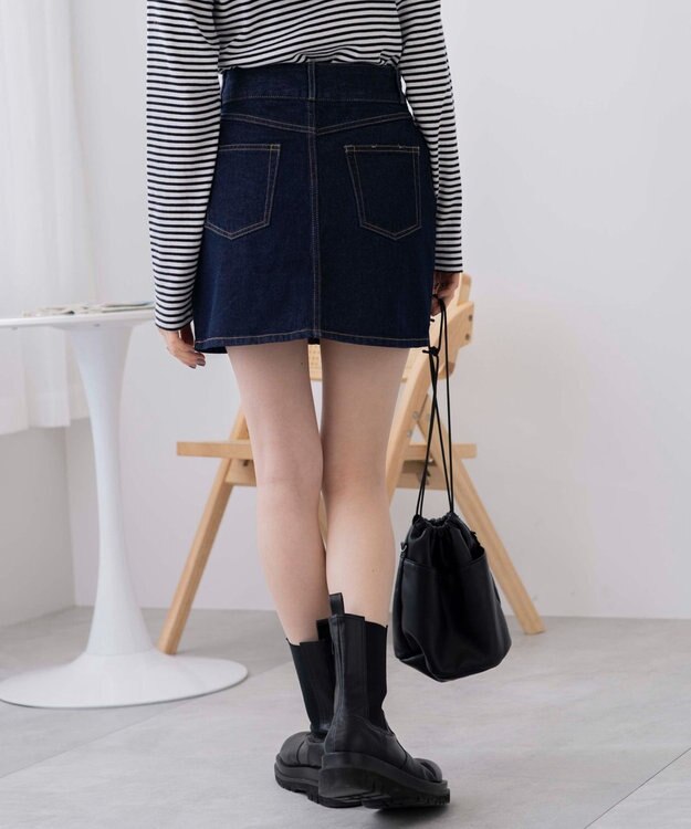 WEGO 台形デニムミニスカート デニム濃色