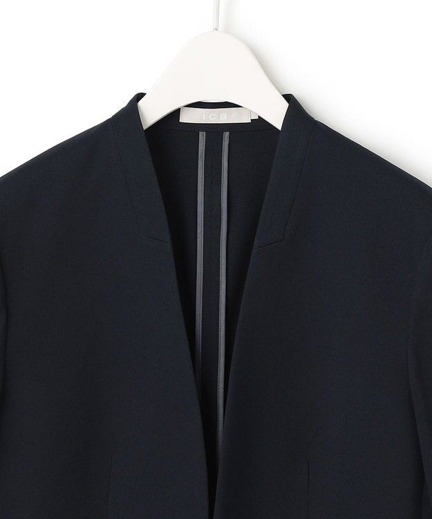 ICB 【洗える】 37.5TRストレッチ ノーカラージャケット ネイビー系