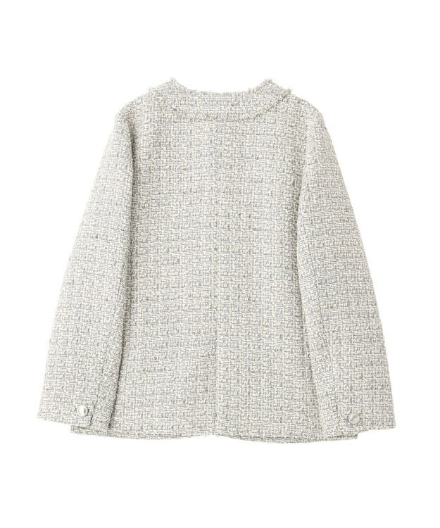 YECCA VECCA ノーカラーツイードジャケット Gray