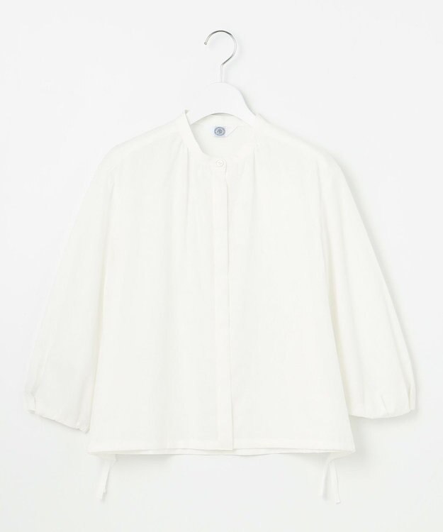 J.PRESS LADIES 【洗える・接触冷感・吸水速乾】麻SOLID バンドカラー シャツ ブラウス ホワイト系