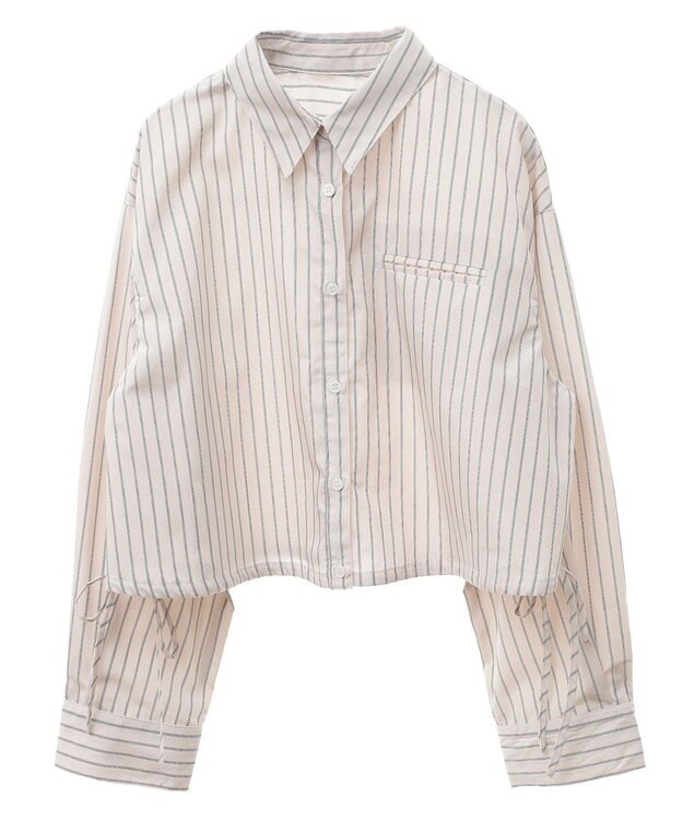 earth music&ecology Ｓｅｔ２点　ドロストショートシャツ＋キャミブラウス Beige