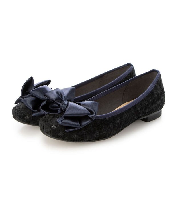 MODE ET JACOMO <MODE ET JACOMO>ラウンドリボンバレエシューズ ブラックキジ