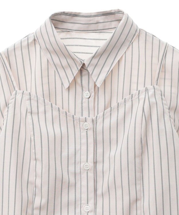 earth music&ecology Ｓｅｔ２点　ドロストショートシャツ＋キャミブラウス Beige