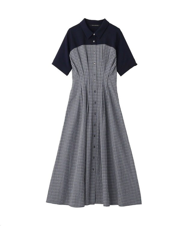 YECCA VECCA ハーフスリーブベアドッキングワンピース Check