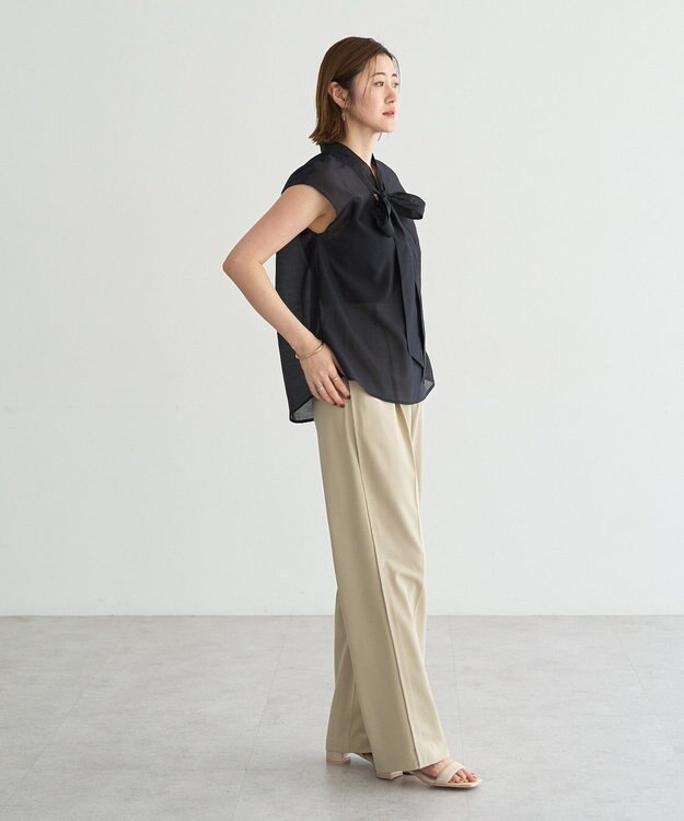 YECCA VECCA サイドラインパイピングストレートパンツ Gray Beige