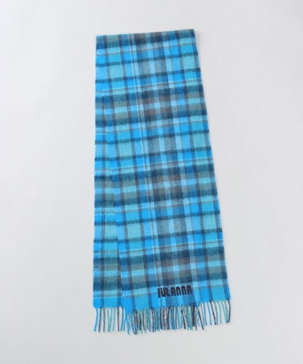 AURORA 【 ANNA SUI（アナ スイ）】ウールチェックマフラー(WASH) ブルー