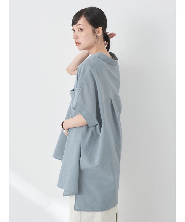 earth music&ecology 配色ステッチＢＩＧシャツ Gray