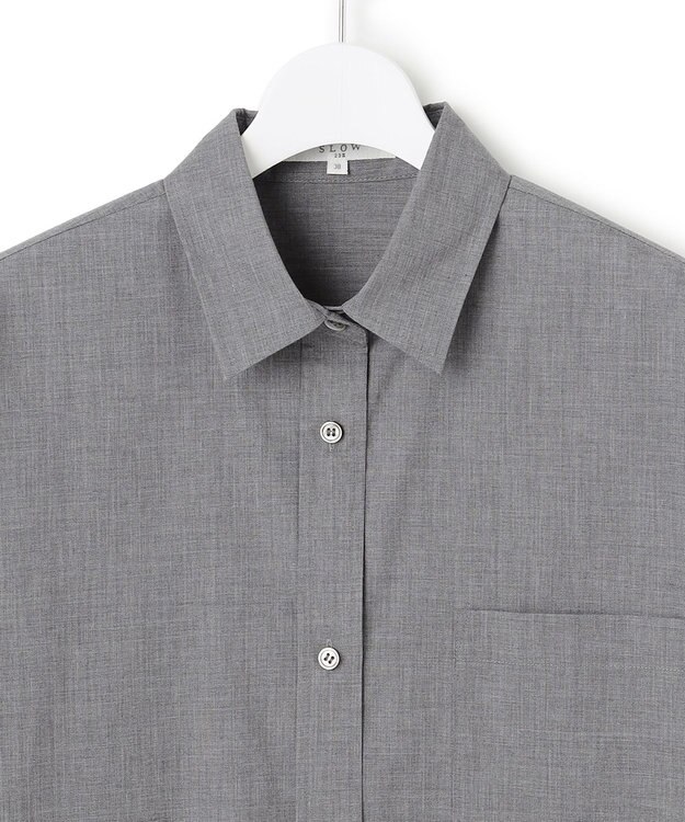 23区 【SLOW/一部店舗限定】ライトタンブラータフタ バックボタン シャツ ライトグレー系