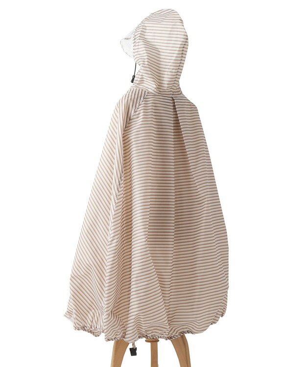 MOONBAT 【撥水】FLAT PURE サイクル レインポンチョ ボーダー 自転車 収納袋付き ベージュ