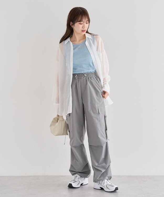 Green Parks 　・ＥＬＥＮＣＡＲＥ　ＤＵＥ　ラメシアー長袖シャツ Charcoal Gray