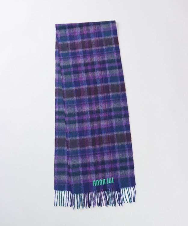 AURORA 【 ANNA SUI（アナ スイ）】ウールチェックマフラー(WASH) パープル