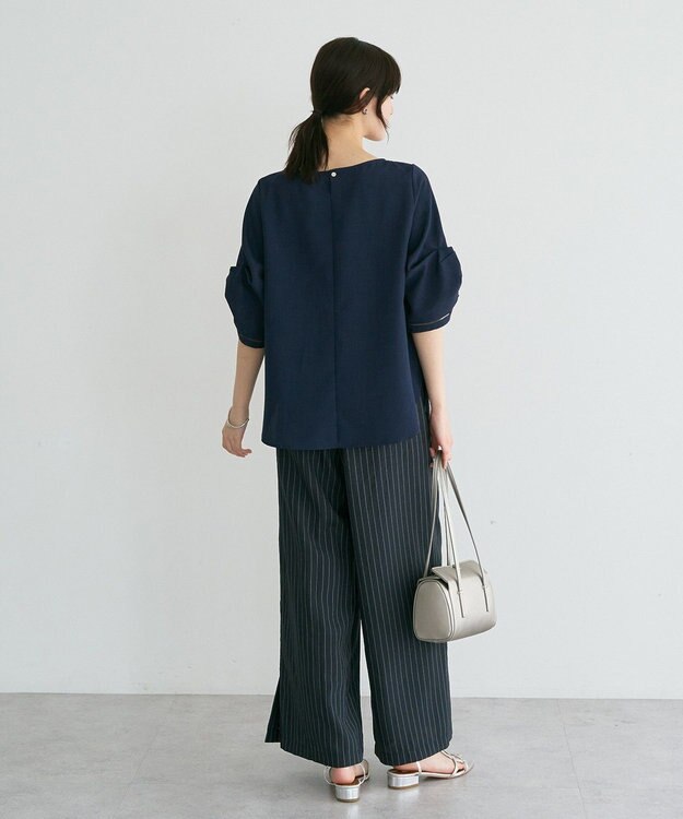 YECCA VECCA ハシゴレースタックスリーブブラウス Navy