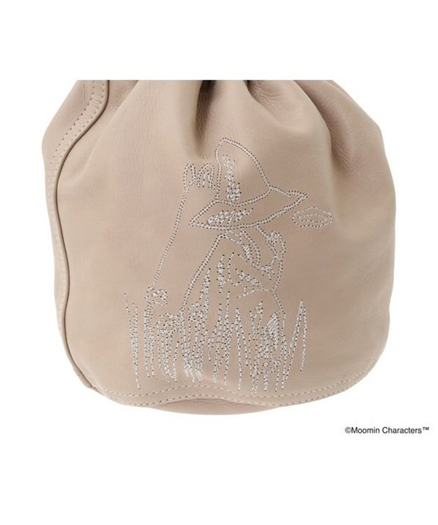 genten サステナブル巾着 手持ちタイプ「ムーミン＆スナフキン」 グレージュ