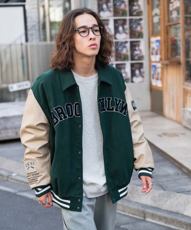 WEGO メルトンワッペンスタジャン ダークグリーン