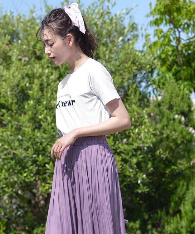 Tiaclasse 【洗える】シンプルロゴプリントTシャツ ブルー(筆記体ロゴ）