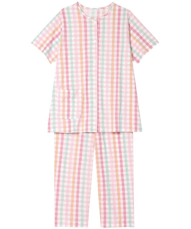 Wing ウイングスリープ パジャマ 5分袖 8分丈 綿100％ 天竺素材 レディース EP8025 ウイング／ワコール ピンク