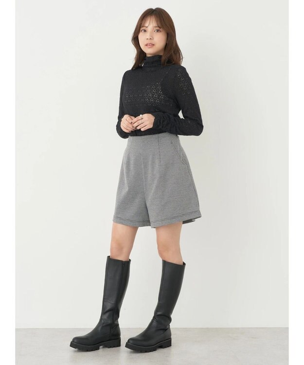 earth music&ecology 起毛レースハイネックインナー Black