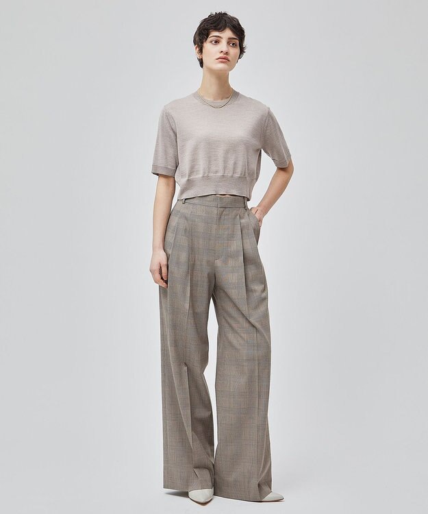 BEIGE， 【洗える】MER / グレンチェックパンツ Beige