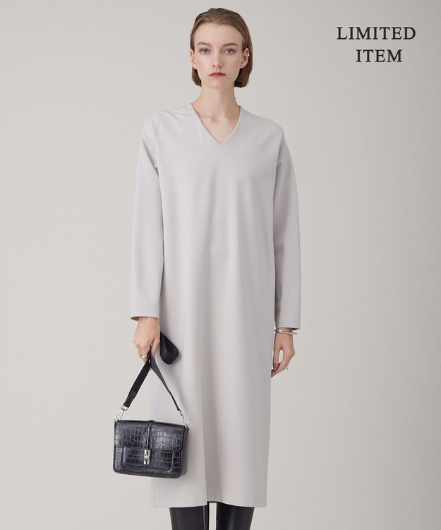 ICB 【WEB限定・洗える】ストレッチポンチ Vネックワンピース トープ系