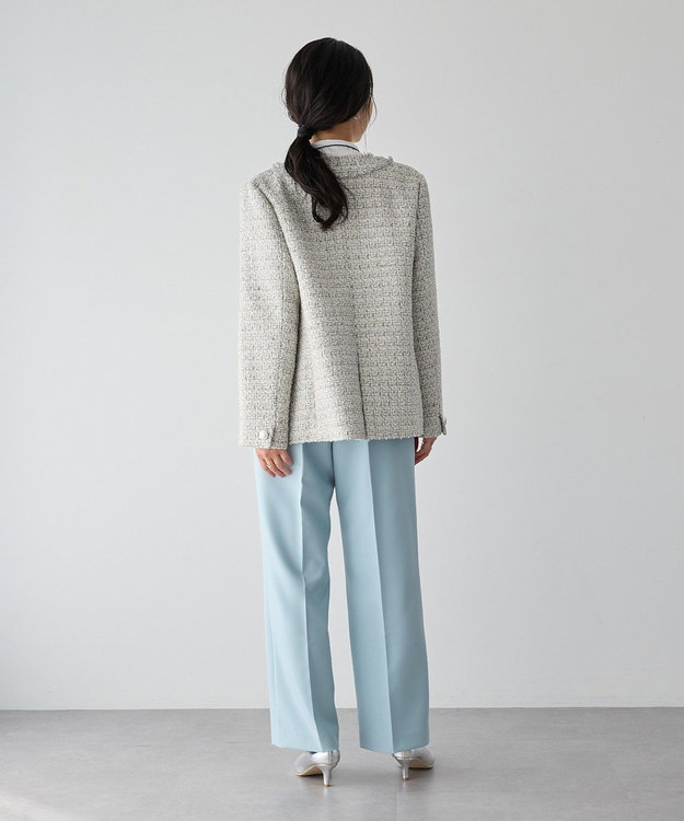 YECCA VECCA ノーカラーツイードジャケット Gray