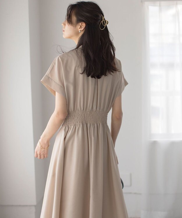 組曲 S 【洗える・ドライタッチ】シアーボイルフロントタック ワンピース ベージュ系