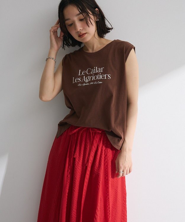 Green Parks ノースリーブフェミニンロゴプルオーバー Brown