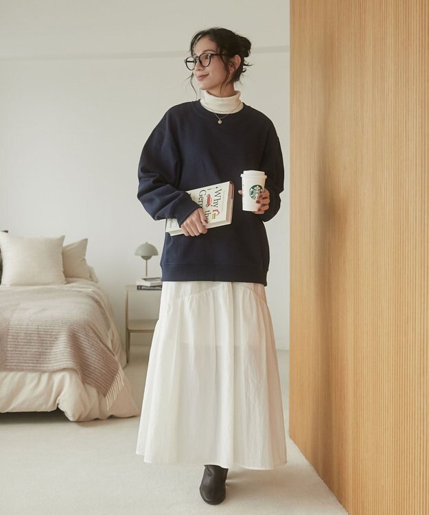 WEGO 【ユニセックス着用ITEM/裏起毛】リラックスフィットスウェットプルオーバー ネイビー